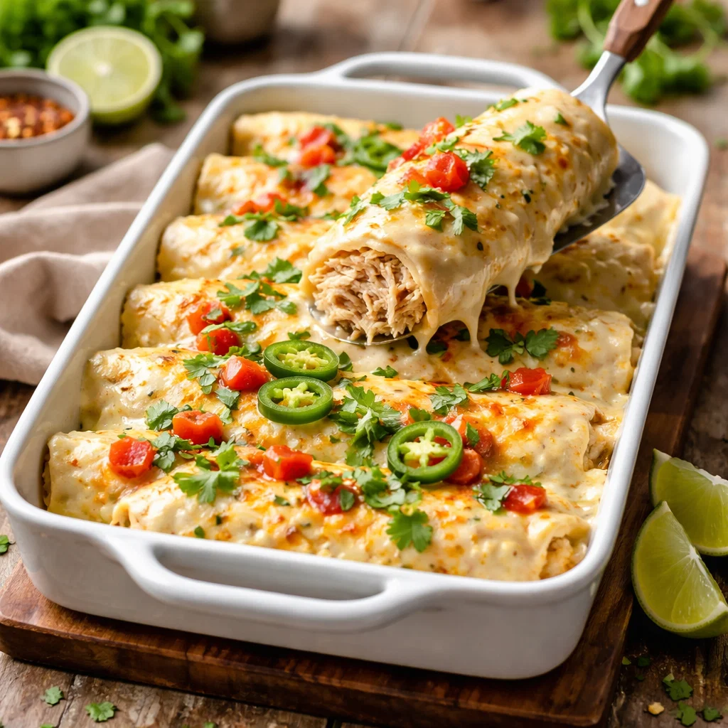 Creamy White Chicken Enchiladas