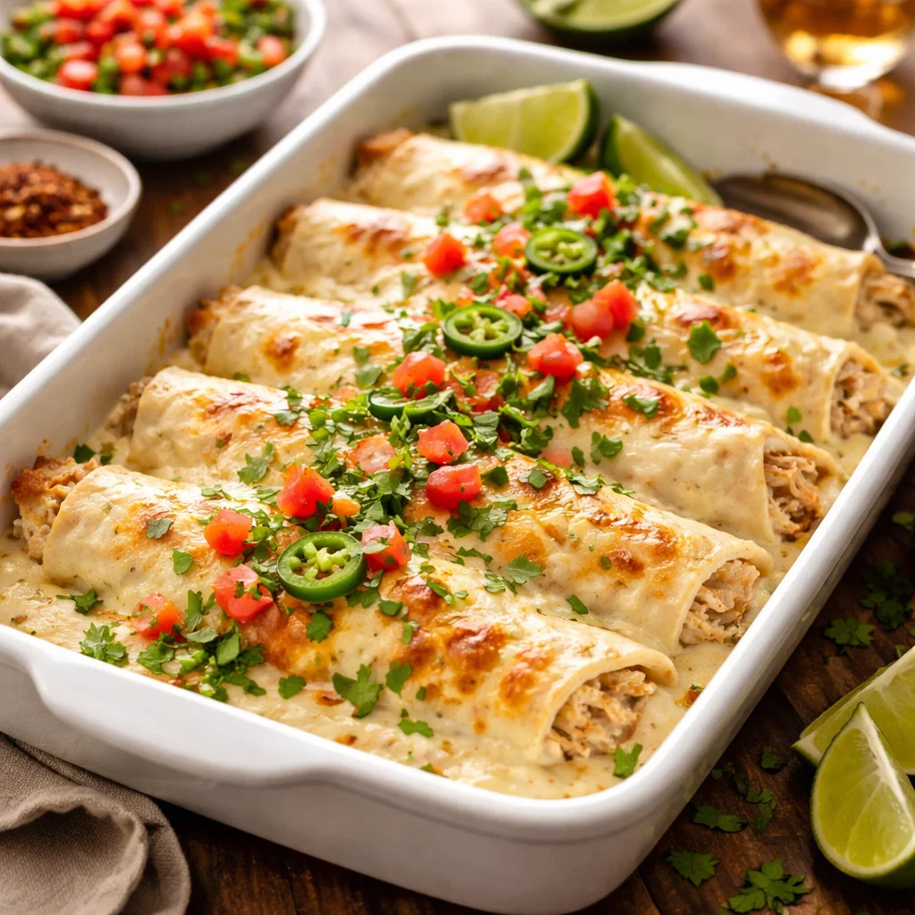 Creamy White Chicken Enchiladas