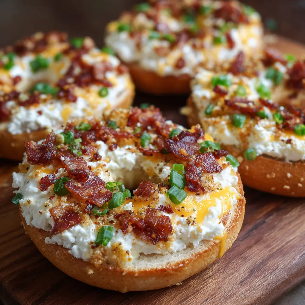 Creamy Bacon Cheddar Bagels