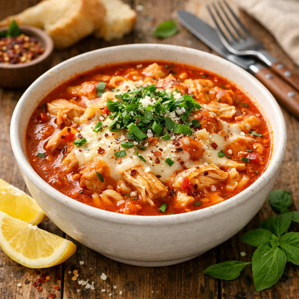 Crockpot Chicken Parmesan Soup