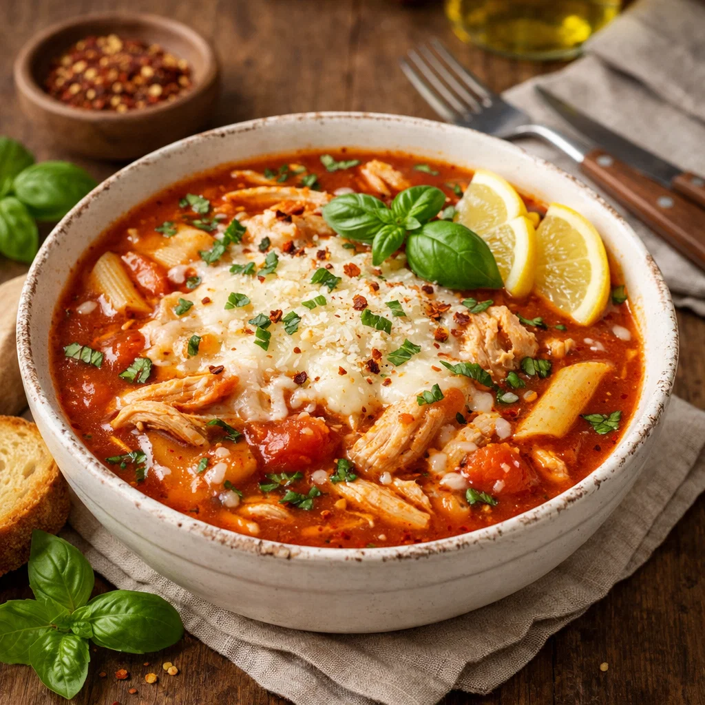 Crockpot Chicken Parmesan Soup