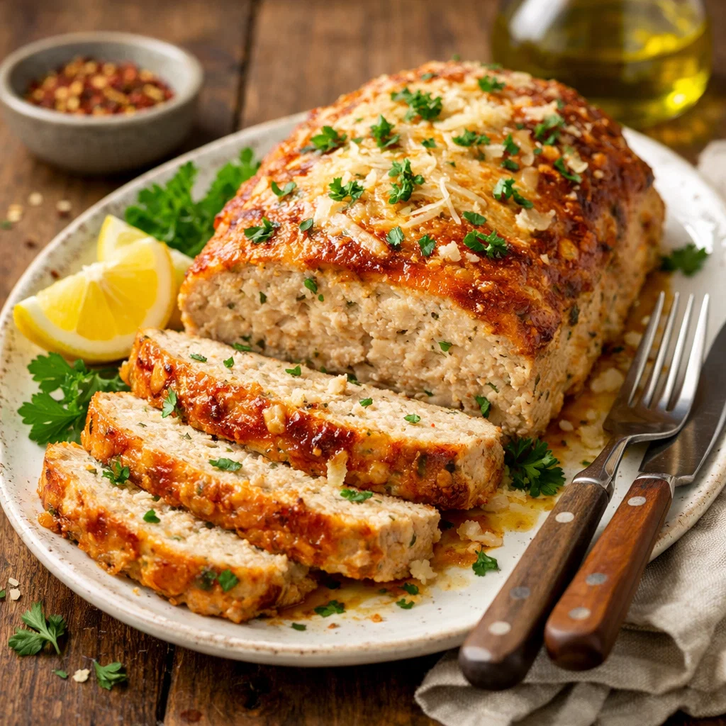 Garlic Parmesan Chicken Meatloaf