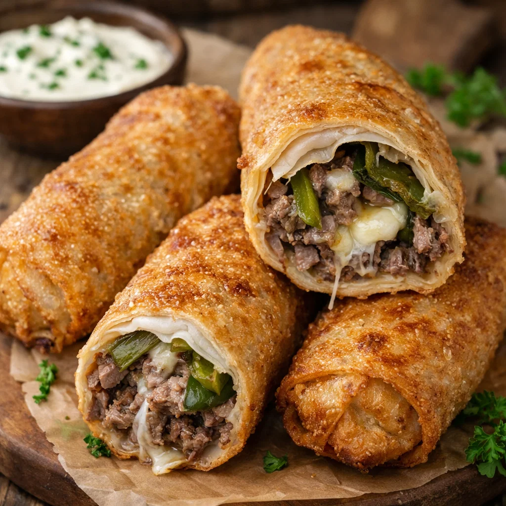 Philly Cheesesteak Egg Rolls