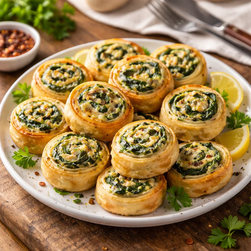 Spinach Dip in Bite-Sized Pinwheels