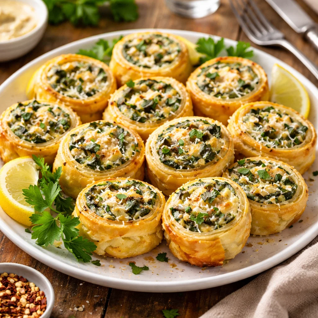 Spinach Dip in Bite-Sized Pinwheels