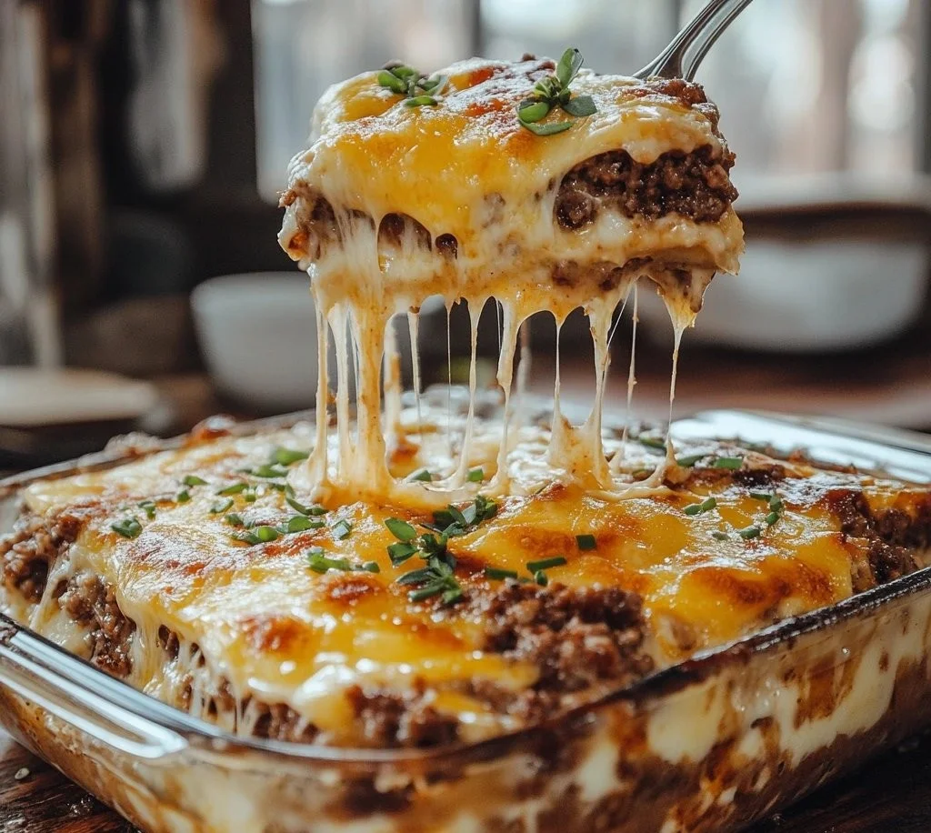 Delicious Cattle Drive Casserole served in a rustic dish.