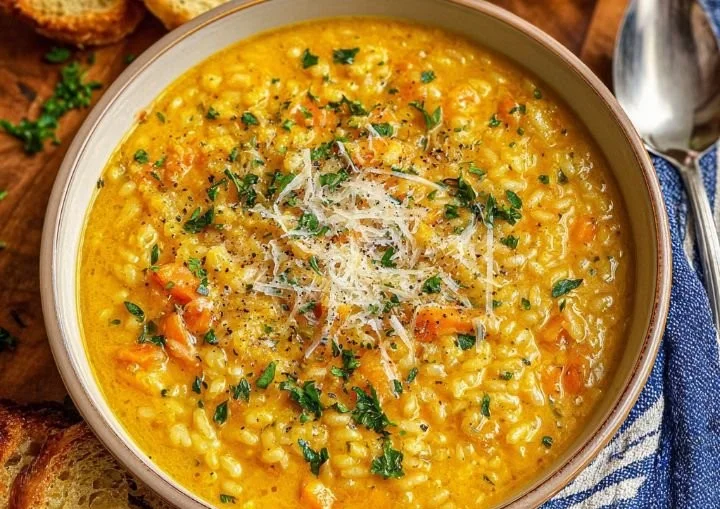 Delicious Italian Penicillin Soup served in a bowl with fresh herbs.