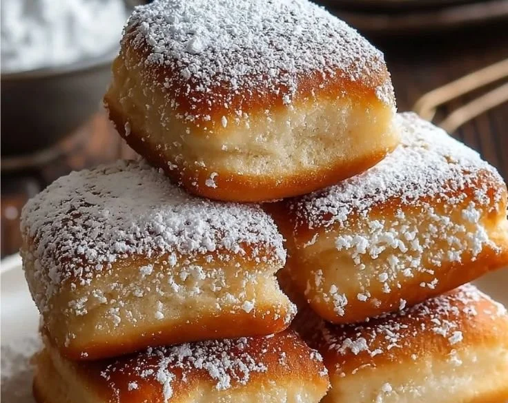 Fresh Vanilla French Beignets dusted with powdered sugar